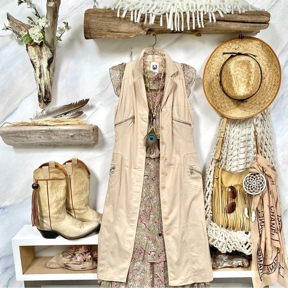 VERSACE safari Versus collection dress/long vest vintage YTK RETRO VIBE - Picture 2 of 16